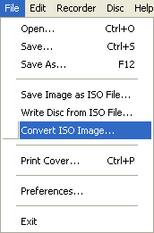 Menu: Convert ISO